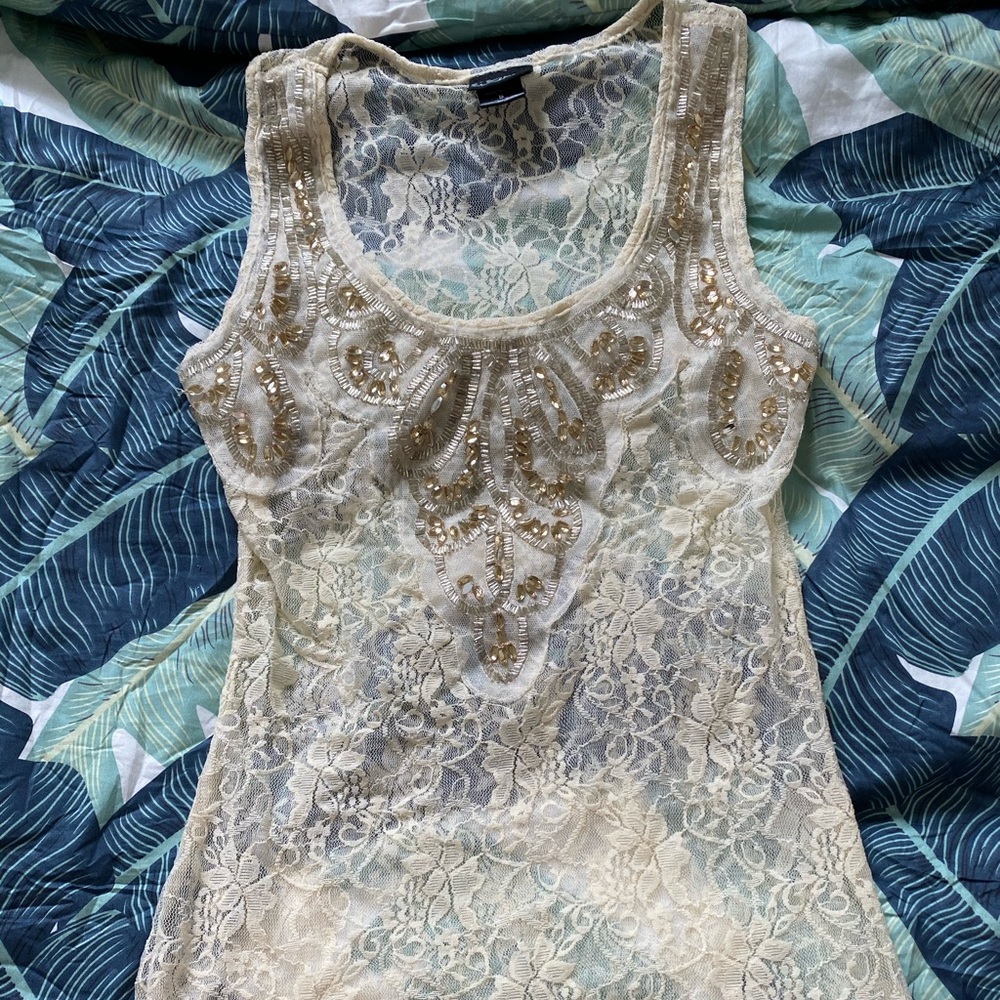 Beaded, lace, tank top